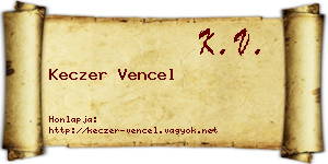 Keczer Vencel névjegykártya